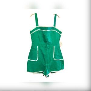 Altar'd State Green Romper with White Trim